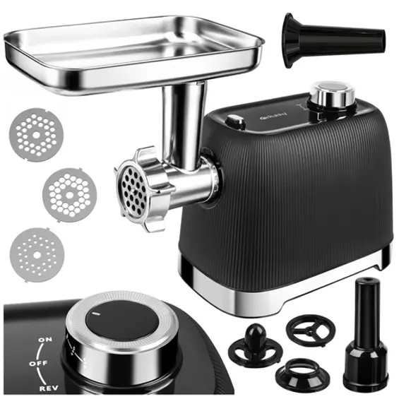 Ruhhy električna mašina za mljevenje mesa 2400 W, Reverse, 3 rešetke, do 2,5 kg/min