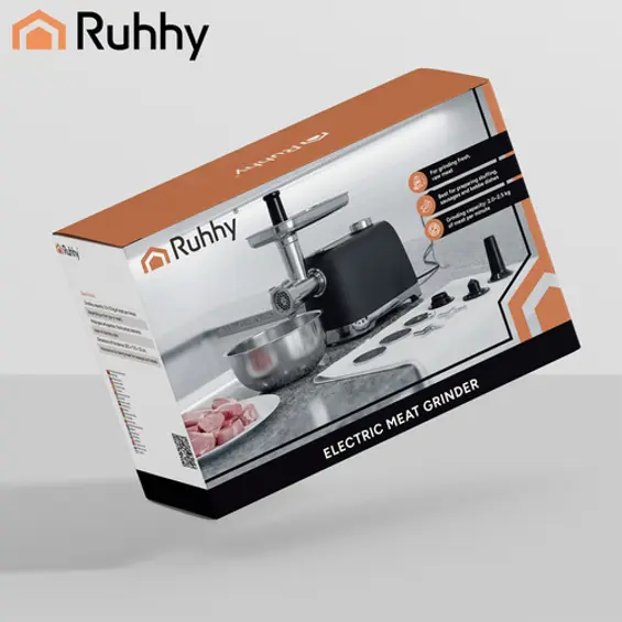 Ruhhy električna mašina za mljevenje mesa 2400 W, Reverse, 3 rešetke, do 2,5 kg/min
