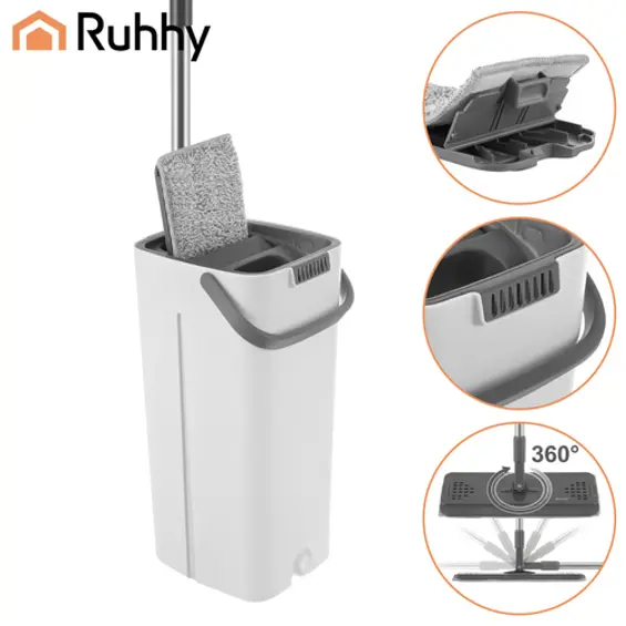 RUHHY flat mop s dvokomornom kantom 8.5L i 3 navlake