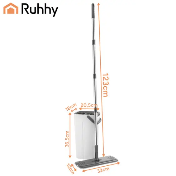 RUHHY flat mop s dvokomornom kantom 8.5L i 3 navlake