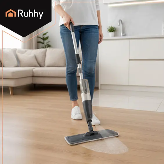 RUHHY mop s raspršivačem 600 ml – plosnati mikrofiber mop za brzo čišćenje