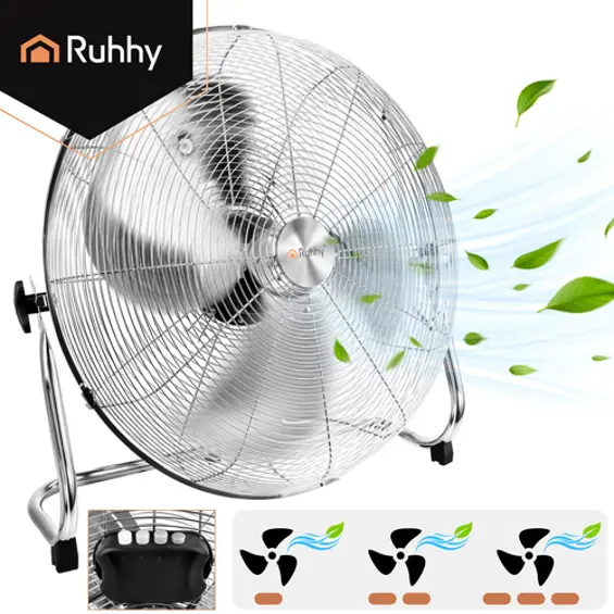 Ruhhy Podni Ventilator 50 cm 130W Metalni – Industrijski Ventilator s 3 Brzine