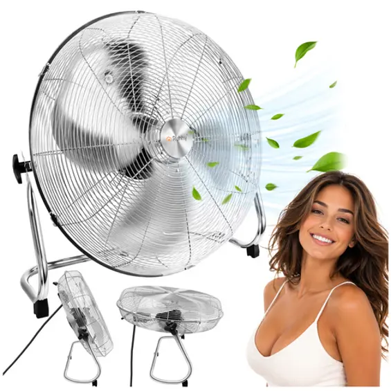 Ruhhy Podni Ventilator 50 cm 130W Metalni – Industrijski Ventilator s 3 Brzine