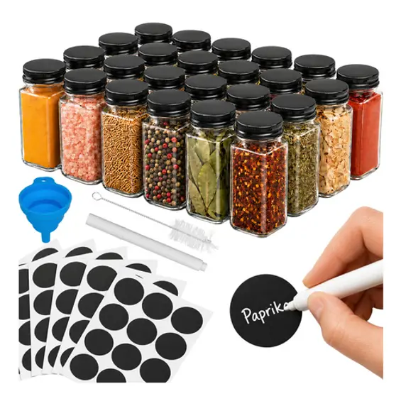 Ruhhy set posuda za začine 24/1 – staklene posude 120 ml s etiketama i priborom
