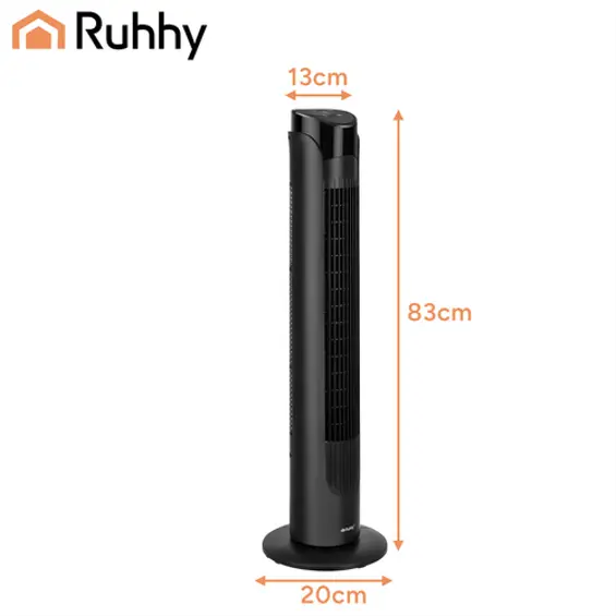Ruhhy -Stupni ventilator 83 cm s daljinskim upravljačem45W – tihi tower ventilator s oscilacijom