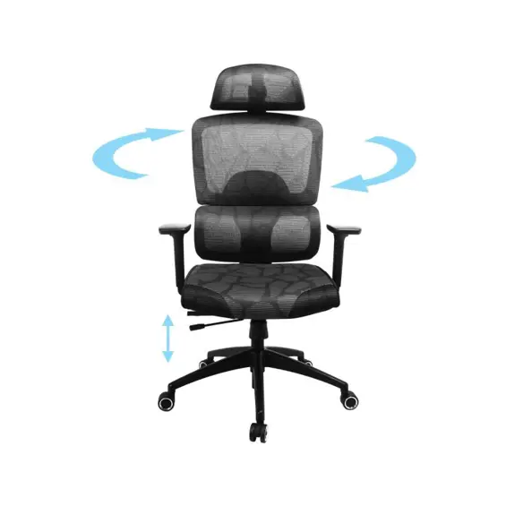Sandberg ErgoFusion Gaming Chair Pro | Ergonomska uredska stolica s mrežastim naslonom, nosivost 150 kg