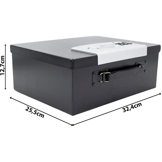 SASKA GARDEN 1068756 elektronički sef s digitalnom bravom – PIN kod i ključ, čelični, 32,4 × 25,5 × 12,7 cm