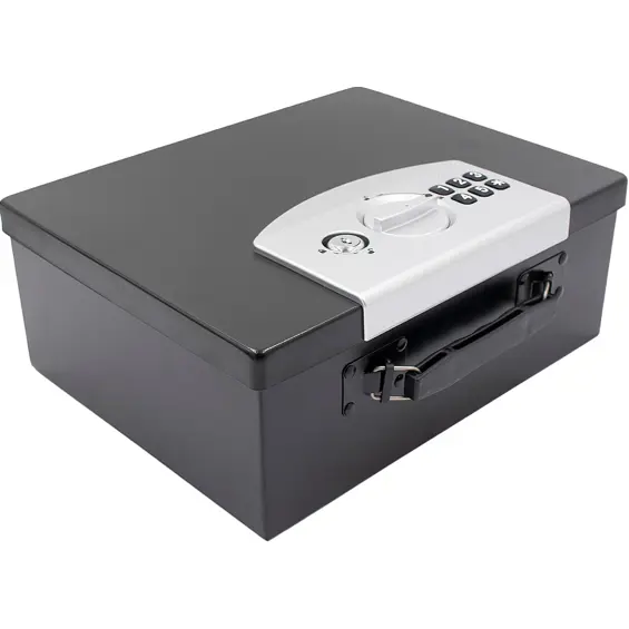 SASKA GARDEN 1068756 elektronički sef s digitalnom bravom – PIN kod i ključ, čelični, 32,4 × 25,5 × 12,7 cm