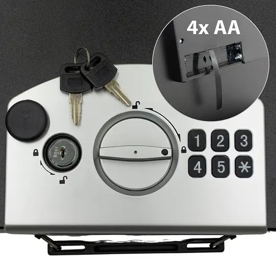 SASKA GARDEN 1068756 elektronički sef s digitalnom bravom – PIN kod i ključ, čelični, 32,4 × 25,5 × 12,7 cm