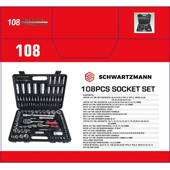Schwartzman SM-108 set ručnog alata 108 komada u koferu