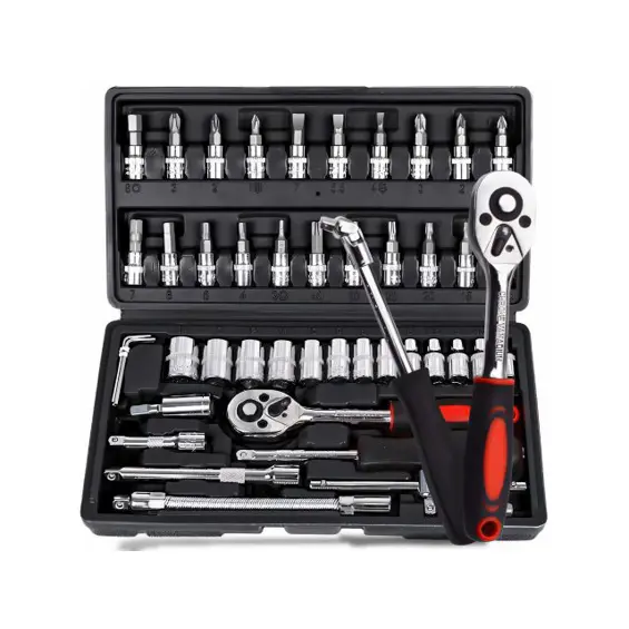 Set Nasadnih Ključeva 46 Dijelova – Račna 1/4", Bitovi, Produžeci i Kofer