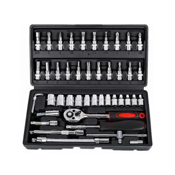 Set Nasadnih Ključeva 46 Dijelova – Račna 1/4", Bitovi, Produžeci i Kofer