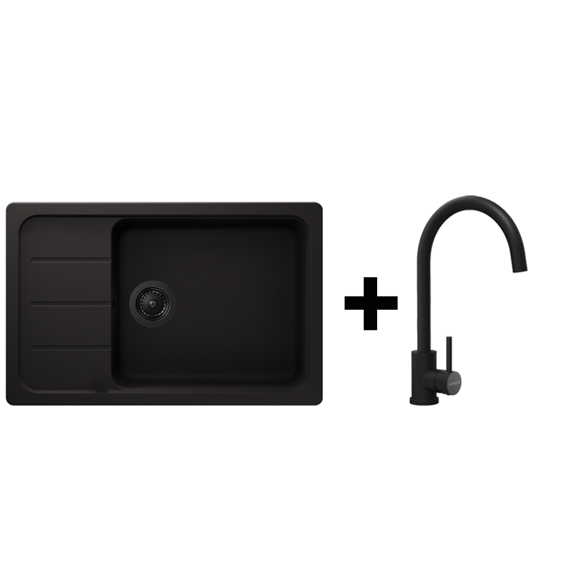 Set Schock Formhaus D-100LS nero + slavina Prima crna + gratis posuda i crni pri
