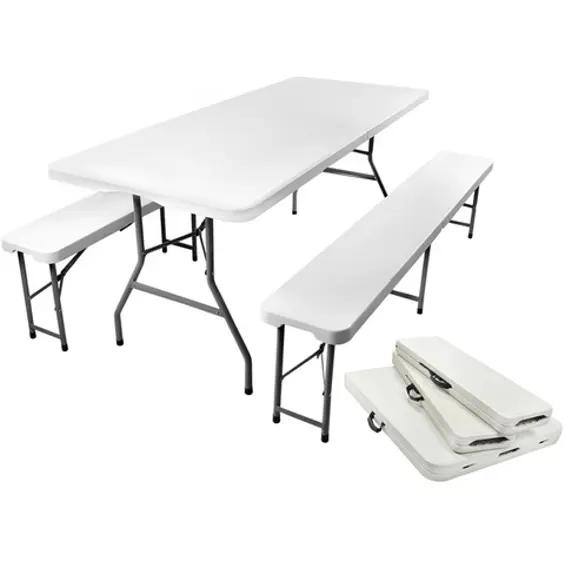 Sklopivi vrtni stol s 2 klupe 180 cm – Gardlov catering set za 6 osoba