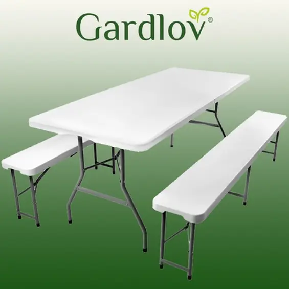 Sklopivi vrtni stol s 2 klupe 180 cm – Gardlov catering set za 6 osoba