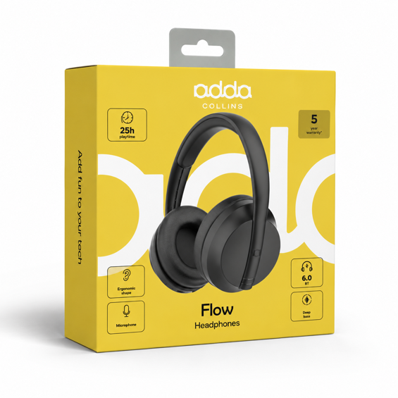 Slušalice ADDA HP-001-BK, Flow, naglavne, Bluetooth, crne