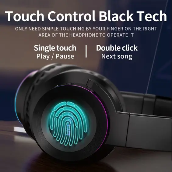 Slušalice PICUN B9, LED, mikrofon, Bluetooth, crne