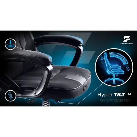 SOFOTEL Furon 242800 – Ergonomska gaming stolica s funkcijom ljuljanja, podesivom visinom, lumbalnim jastukom, nosivost 120 kg, crna