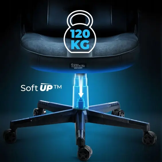 SOFOTEL Furon 242800 – Ergonomska gaming stolica s funkcijom ljuljanja, podesivom visinom, lumbalnim jastukom, nosivost 120 kg, crna