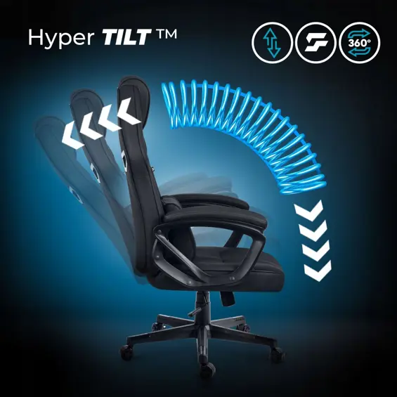 SOFOTEL Furon 242800 – Ergonomska gaming stolica s funkcijom ljuljanja, podesivom visinom, lumbalnim jastukom, nosivost 120 kg, crna