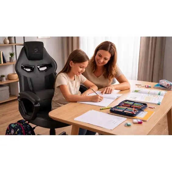 SOFOTEL Furon 242800 – Ergonomska gaming stolica s funkcijom ljuljanja, podesivom visinom, lumbalnim jastukom, nosivost 120 kg, crna