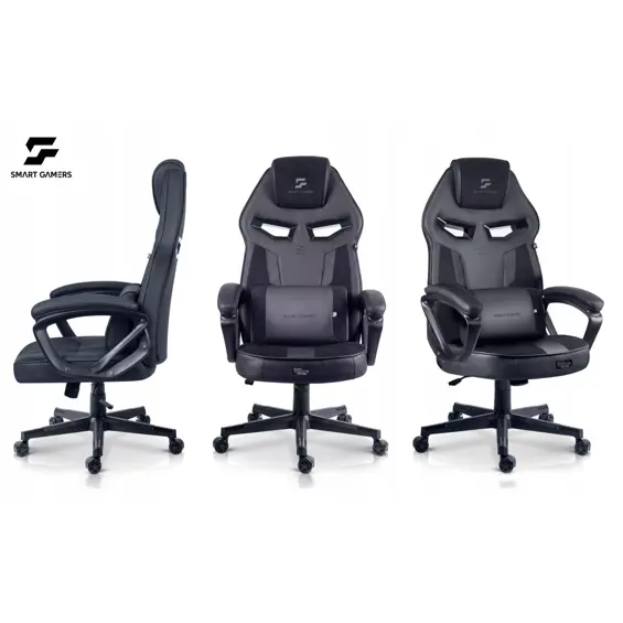 SOFOTEL Furon 242800 – Ergonomska gaming stolica s funkcijom ljuljanja, podesivom visinom, lumbalnim jastukom, nosivost 120 kg, crna