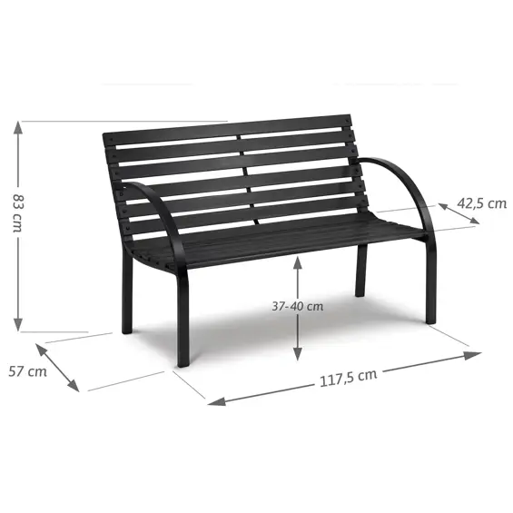 Sofotel Luca vrtna klupa s naslonom 117,5 cm crna