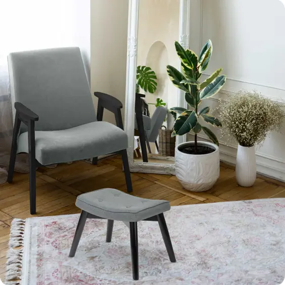 Sofotel Norse 2051 tapecirani tabure i oslonac za noge – tamnosivi