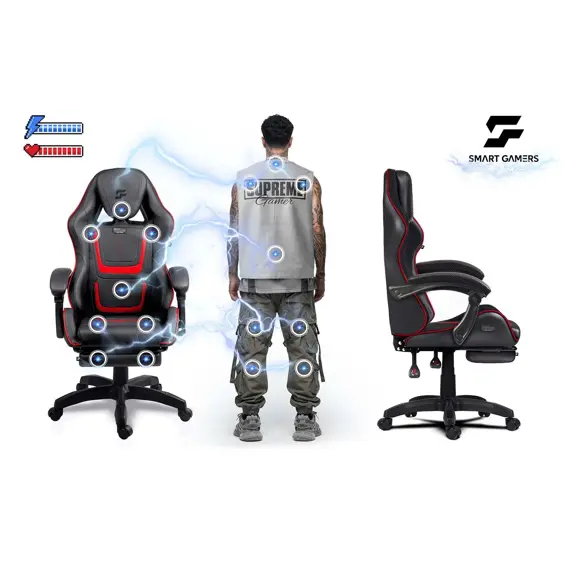 Sofotel Specter 242901 gaming stolac s naslonom za noge – crveno-crni