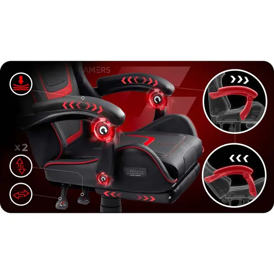 Sofotel Specter 242901 gaming stolac s naslonom za noge – crveno-crni