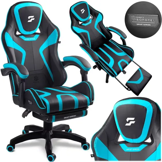 Sofotel Specter 242902 gaming stolica s osloncem za noge – crno-plava