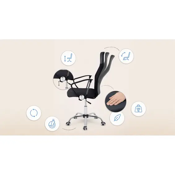 Sofotel Tamar 2465 ergonomska uredska stolica od mikromreže – crna