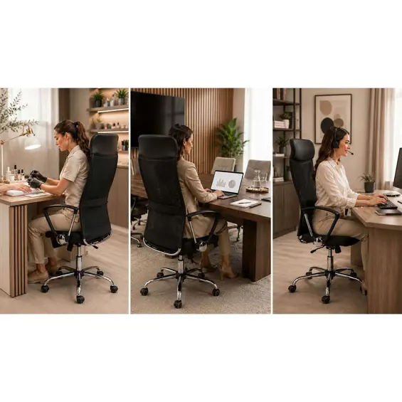 Sofotel Tamar 2465 ergonomska uredska stolica od mikromreže – crna