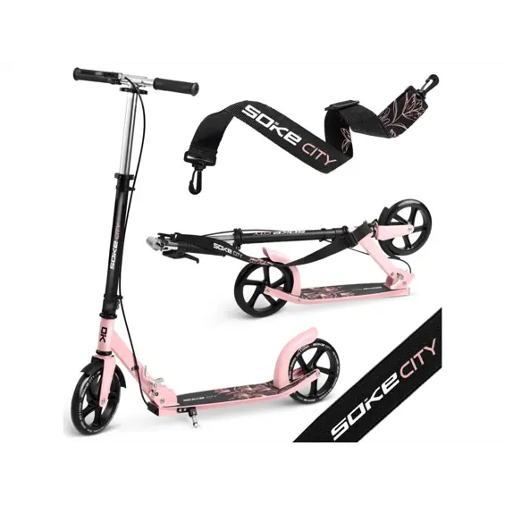 Soke City romobil crno-ružičasti – lagani gradski romobil za djecu i mlade