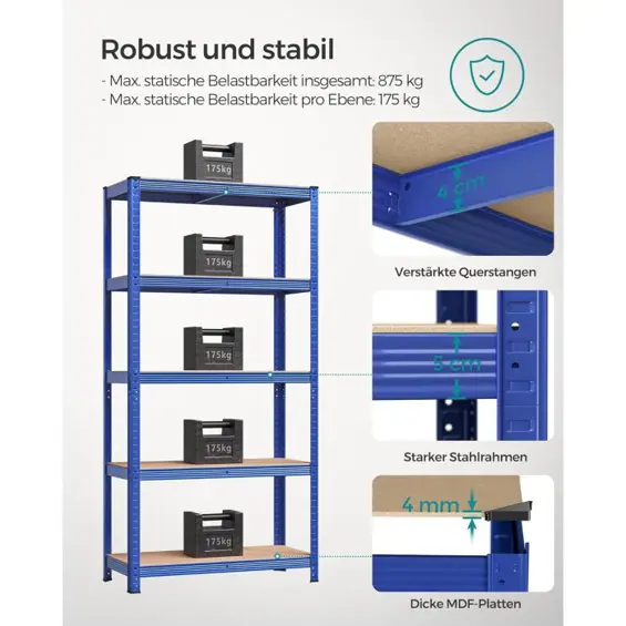 Songmics GLR040Q01 – 5-slojni metalni regal