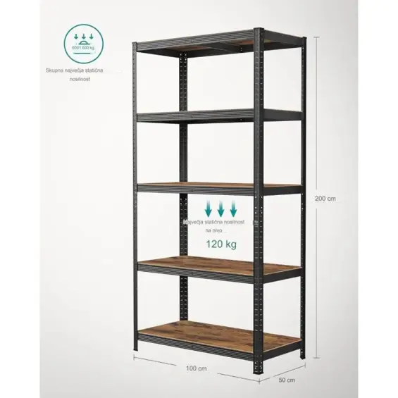 Songmics GLR050B11 – 5-slojni metalni regal
