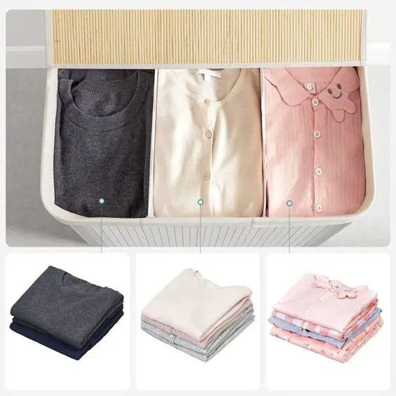 SONGMICS LCB091W01 – Koš za rublje s 3 pregrade i poklopcem