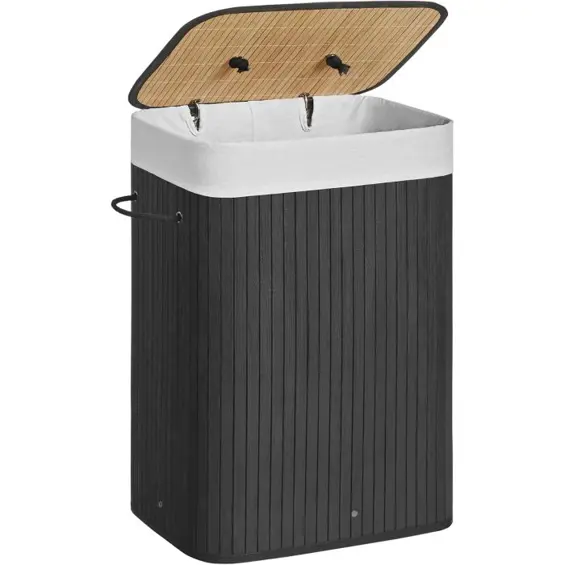 SONGMICS LCB10B – Sklopiva košara za rublje od bambusa, 72 L