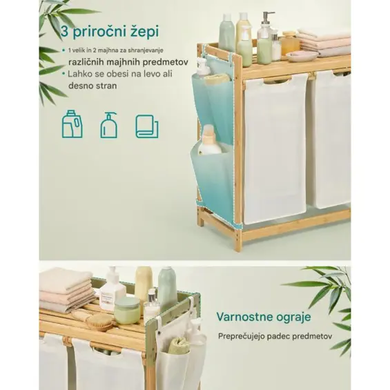 SONGMICS RLH100W01 – Bambusni koš za rublje