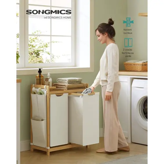 SONGMICS RLH100W01 – Bambusni koš za rublje