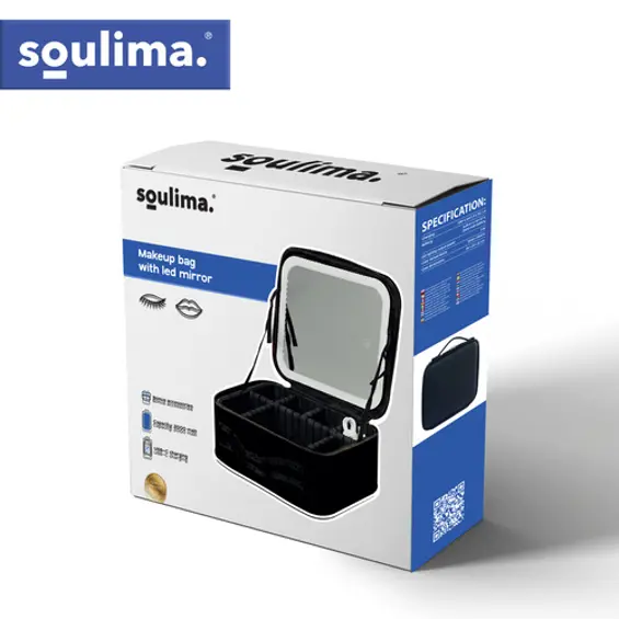 SOULIMA XL kozmetički kofer s LED ogledalom i organizatorom za šminku