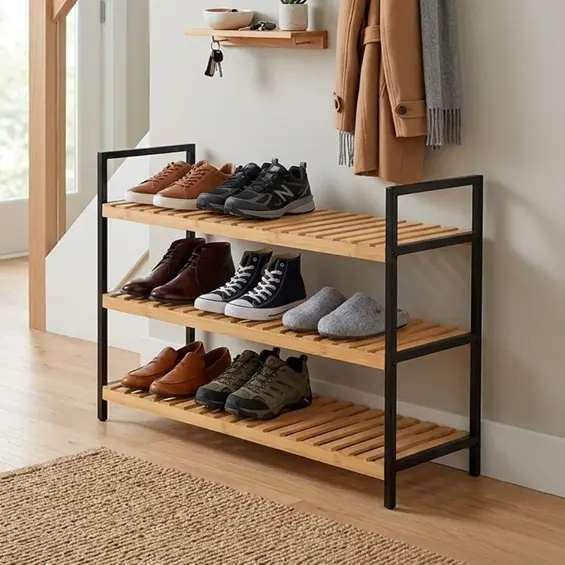 Storage Solutions bambusov stalak za obuću – 3 razine, 70 × 30 × 48 cm
