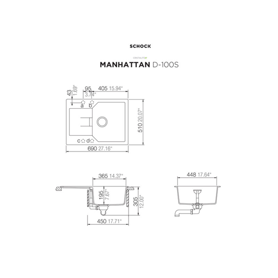 Sudoper Schock Manhattan D-100S onyx