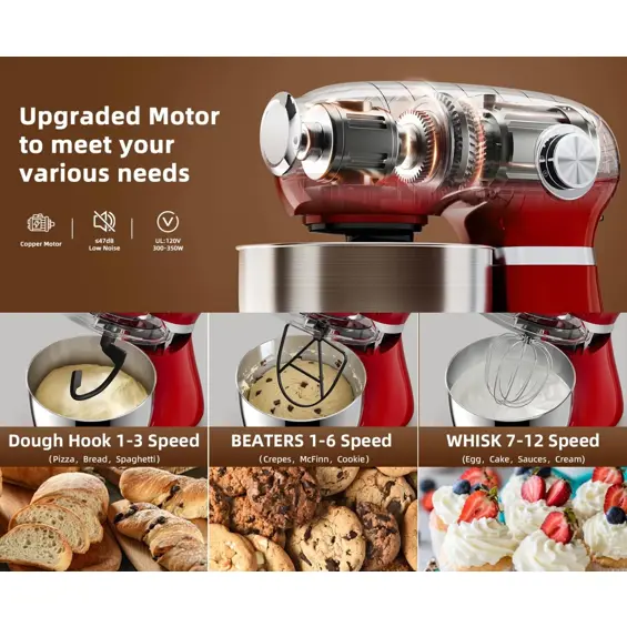 Swiss Haus SH-KM1905 planetarni mikser 1000 W, 5 L – crveni