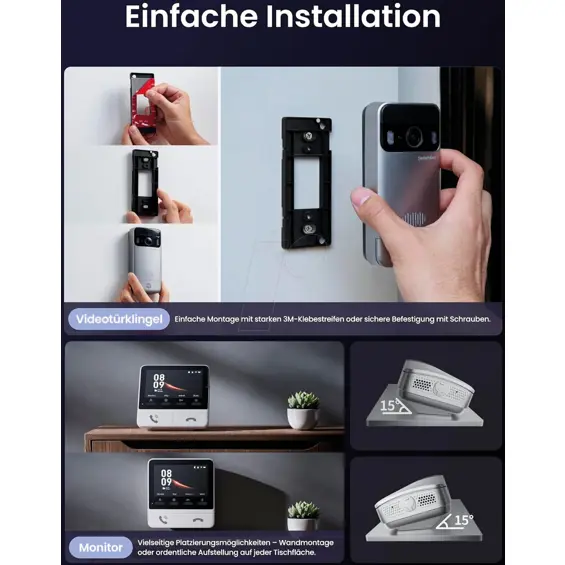 SwitchBot W6702001 pametno video zvono s unutarnjim monitorom 2K