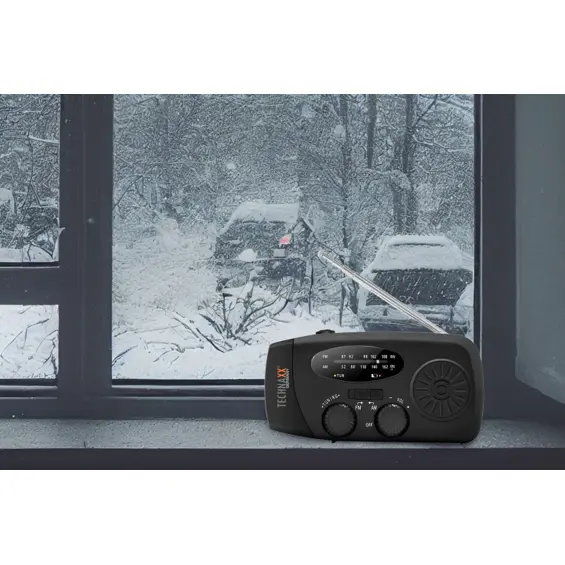 Technaxx TX-238 prijenosni solarni AM/FM radio s ručnom dinamo ručicom, LED svjetiljkom i powerbankom 2000 mAh
