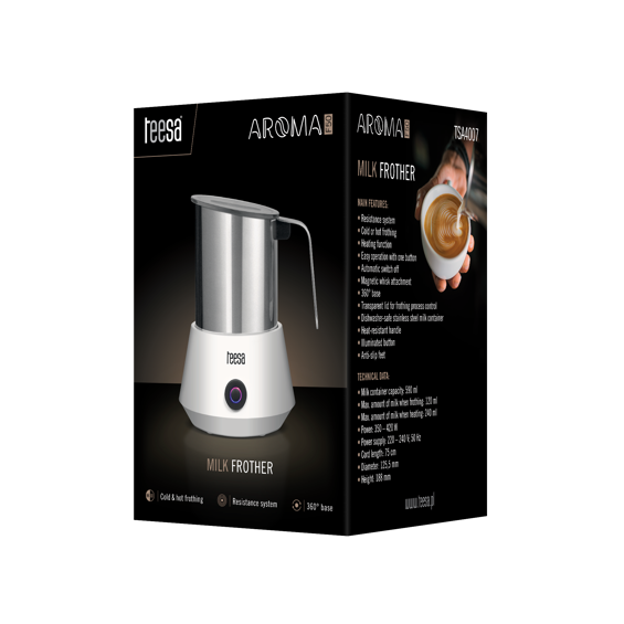 Teesa AROMA F50 TSA4007 Pjenjač Mlijeka – Topla i Hladna Pjena, Indukcijsko Zagrijavanje, 500 W