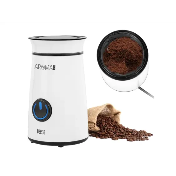 Teesa Aroma G50-Mlinac za Kavu Električni 150W 50g - INOX Dvostruki Nož, Pulsni Rad, Prozirni Poklopac