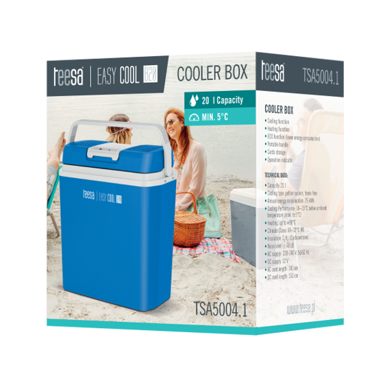 TEESA EASY COOL B20 TSA5004.1 prijenosni električni hladnjak 20 L – 12 V / 230 V, hlađenje i grijanje, ECO način