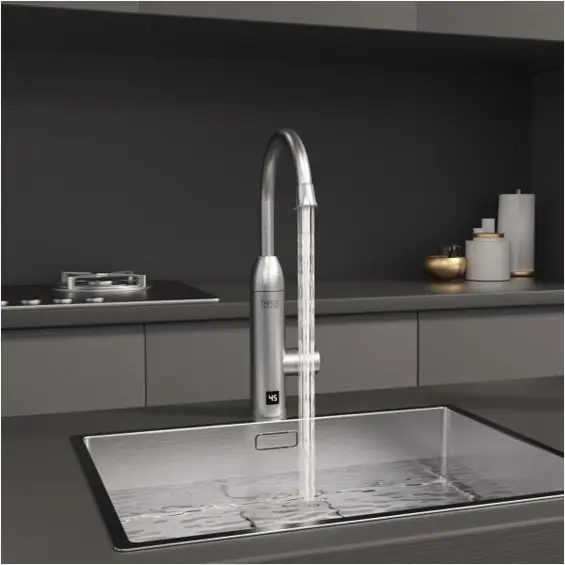 TEESA TSA4105 protočni električni grijač vode s kuhinjskom slavinom – 3500 W, LED zaslon, 360°, inox